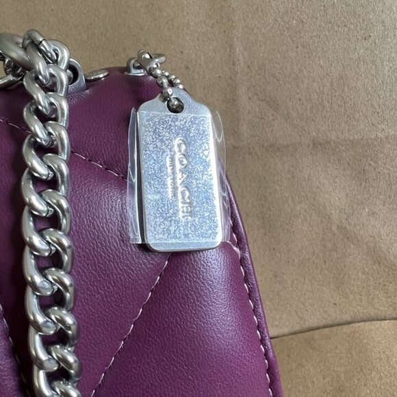 Coach CJ526 Mini Klare Puffy Diamond Quilt Crossbody Deep Berry Handbag Leather - Picture 5 of 8